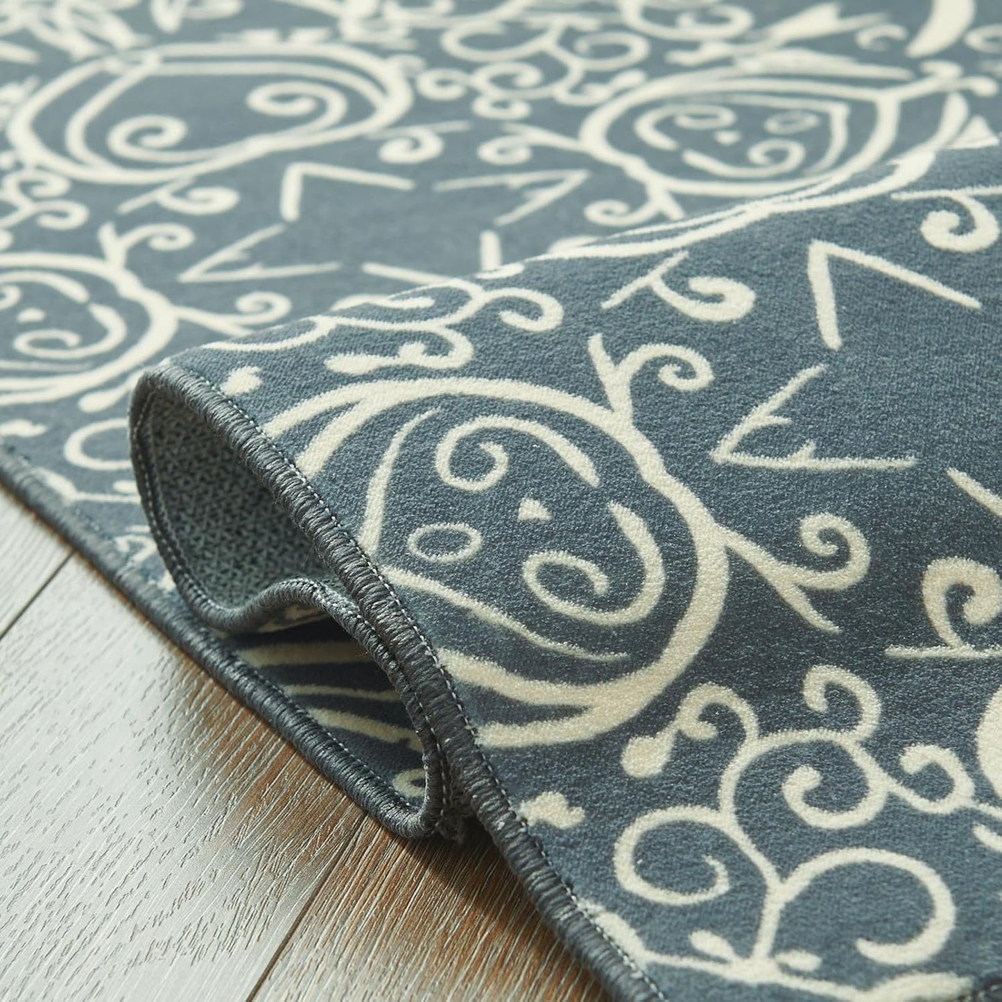 jinchan Area Rug 2x6 Accent Runner Rug Indoor Entryway Vintage Runner Dark Grey Print Floral Retro Carpet Soft Mat Kitchen Living Room Bedroom