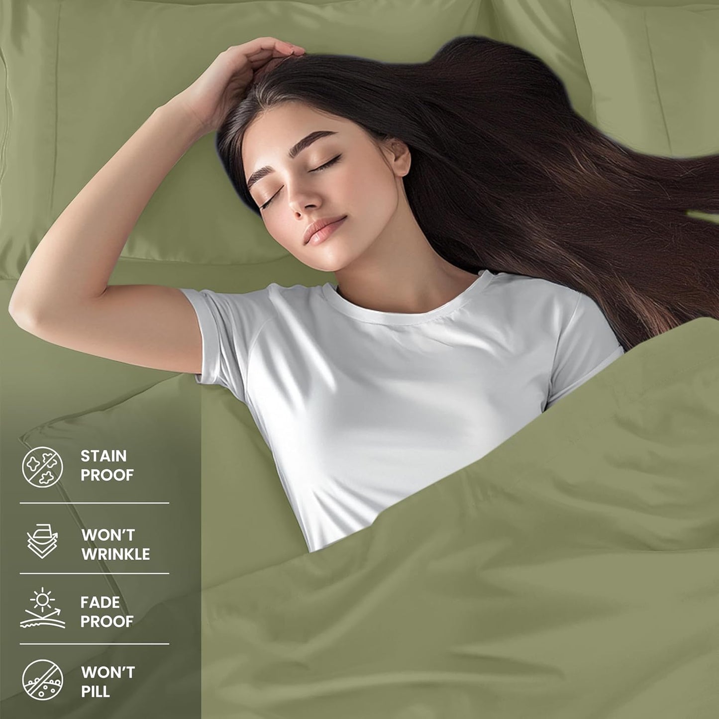Utopia Bedding Queen Size Sheet Set - Soft, Breathable Microfiber, 4-Piece in Olive - Oeko-Tex Certified