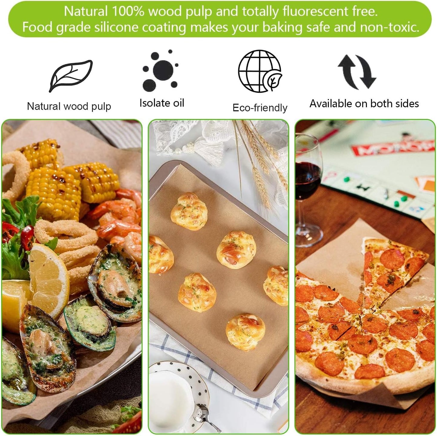 QYH Parchment Paper Sheets - 300 Unbleached Precut Baking Sheets, 8x12 Inches for Cookies & Air Frying