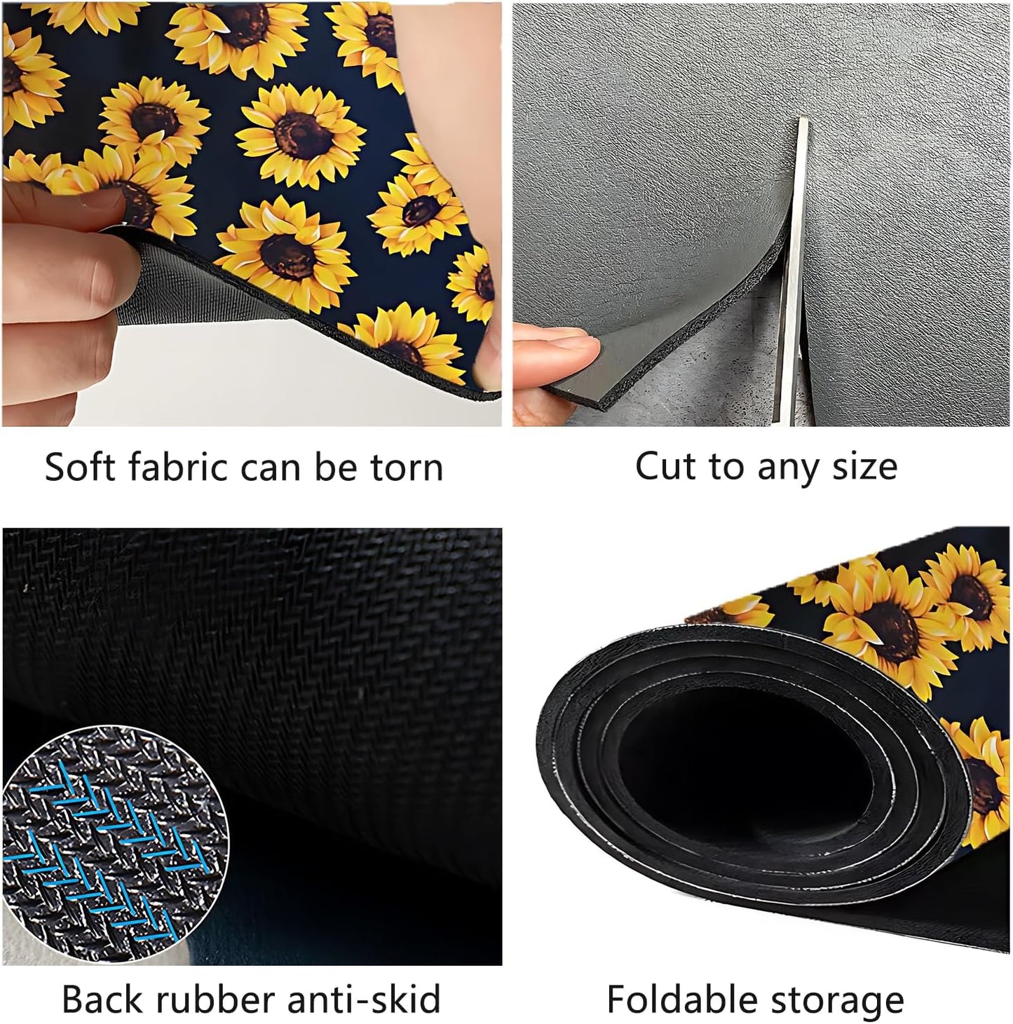 Skiennix Foldable Dish Drying Mat - Absorbent Multi-Purpose Sink Pad | Easy to Clean, Sunflower Design (12x16 Inches)