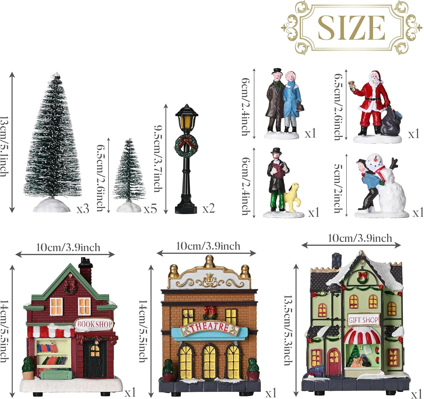 Valery Madelyn Pre-Lit Christmas Village Set - Battery Operated Holiday Figurines | 17 PCS Collection