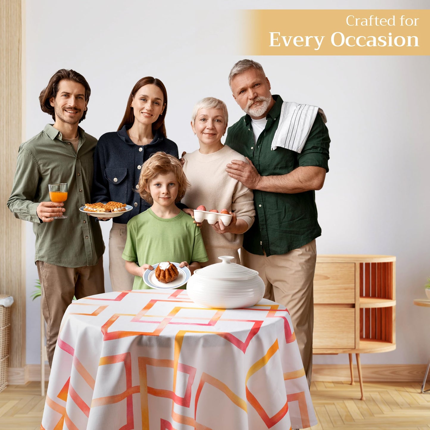 Maison d' Hermine Table Cloth Round Table 100% Cotton 69 Round Inches Tablecloth Reusable Decorative for Dining Kitchen Room Farmhouse Home Gifts for Mothers Day Spring Summer - Summer Maze