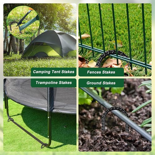 Feed Garden Heavy-Duty 12-Inch J Hook Rebar Stakes - Galvanized Steel Ground Anchors (16 Pack)