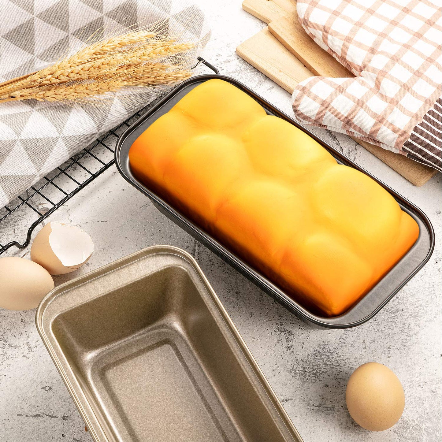 Patelai 4 Pieces Bread Pan Loaf Pan for Baking Bread 8.5 x 4.5 Inch Nonstick Carbon Steel Tin Rectangle Bakeware for Home Kitchen Cake Pies Baking Tray