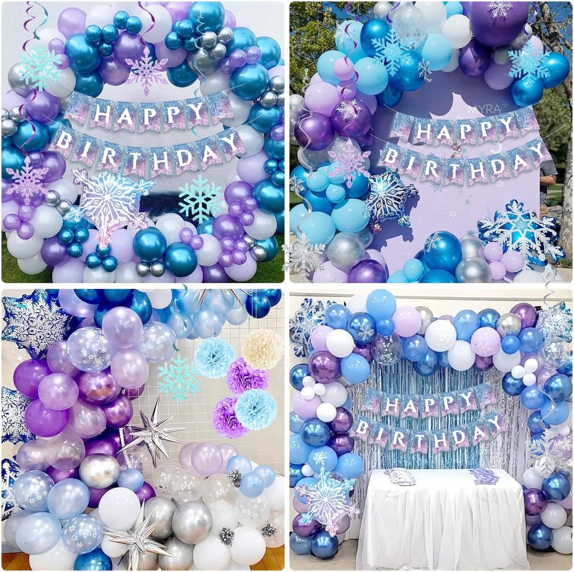 Winter Snow Birthday Decorations by [Brand Name] - 2nd Birthday Party Supplies with Balloons, Crown & Banner