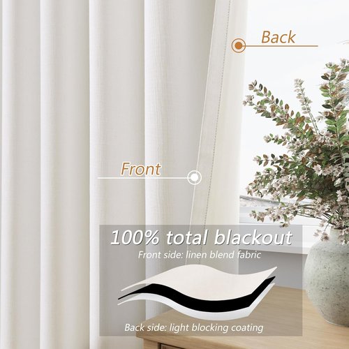 Guken 100% Blackout Curtains - 84 Inch Length, Thermal Insulated, 2 Panels Set for Living Room & Bedroom