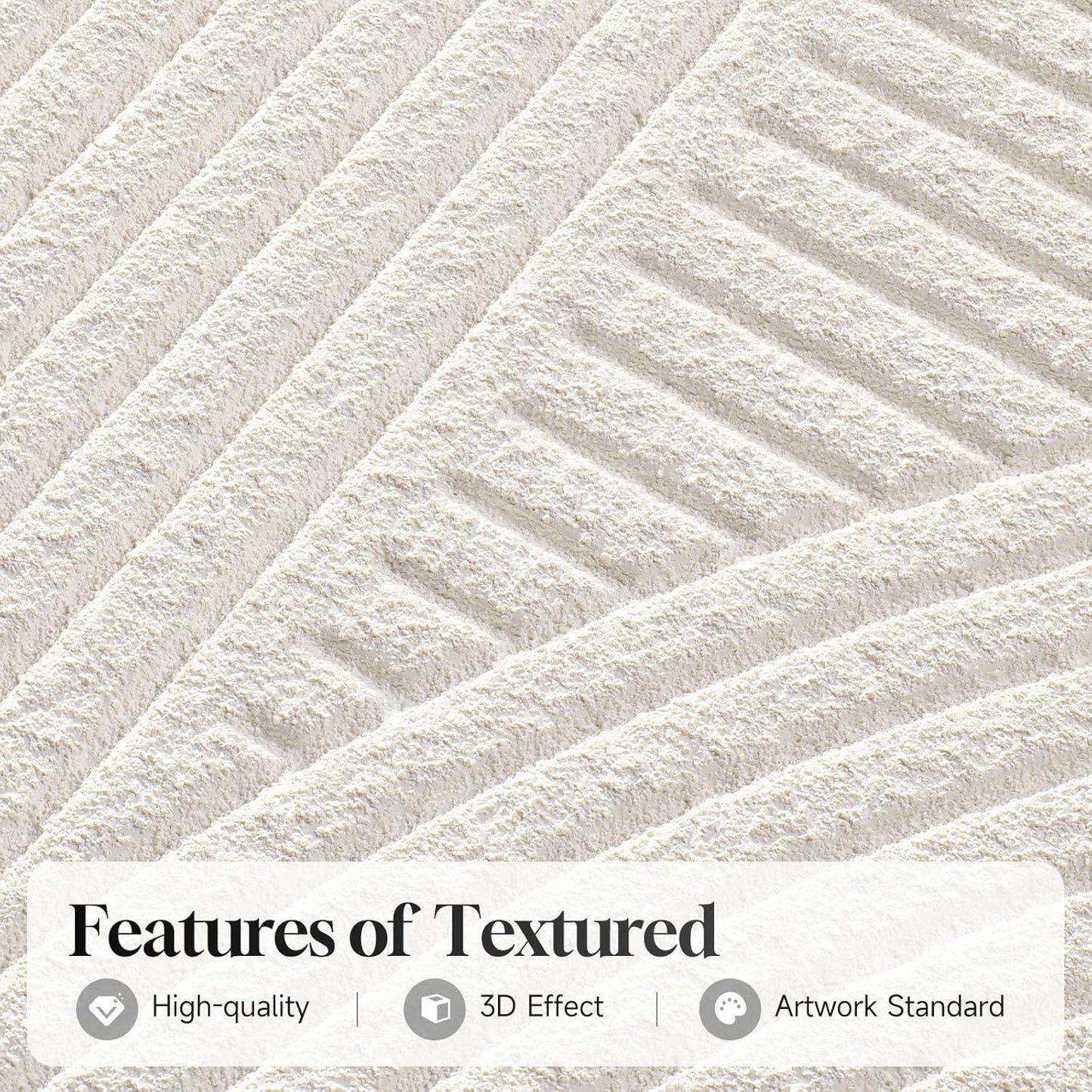 Large Framed 3D Textured Abstract Wall Art - Modern White Geometric Decor | 3-Piece Set for Living Room, Bedroom, Office (24x36 In)