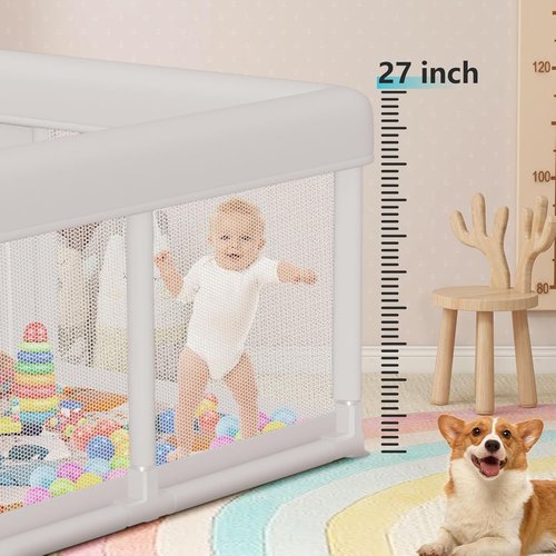 Baby Playpen - Large 74"x50" Indoor & Outdoor Play Yard with Zipper Gates and Breathable Mesh