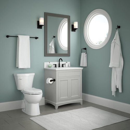Delta Nicoli Toilet Paper Holder - Matte Black Pivoting Tissue Roll Holder for Bathroom Storage
