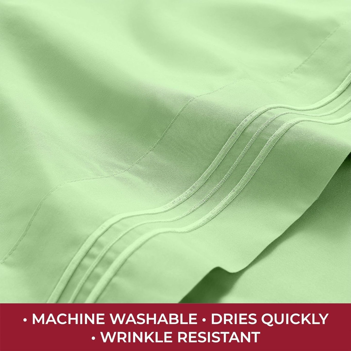 Mellanni RV Short Queen Sheets | 4-Piece Hotel Luxury Bedding Set - Extra Soft, Cooling, Deep Pocket (Pistachio)