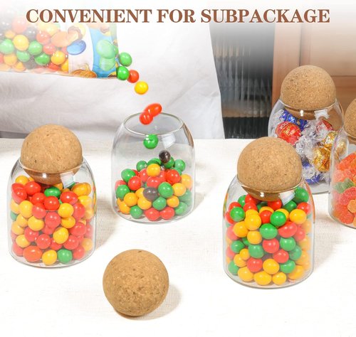 ComSaf 16oz Clear Decorative Glass Jars - 3 Pack with Cork Ball Lid for Stylish Kitchen & Bathroom Storage