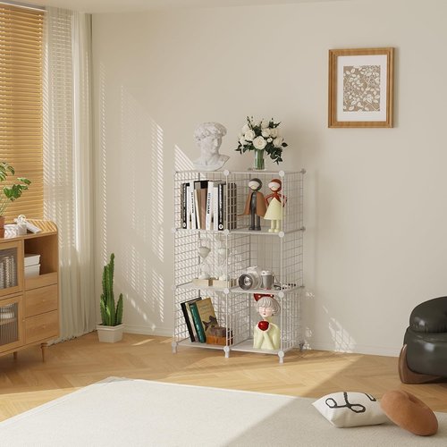 AWTATOS 6-Cube Storage Organizer - DIY Stackable Shelves for Home Office | White Bookcase Cabinet