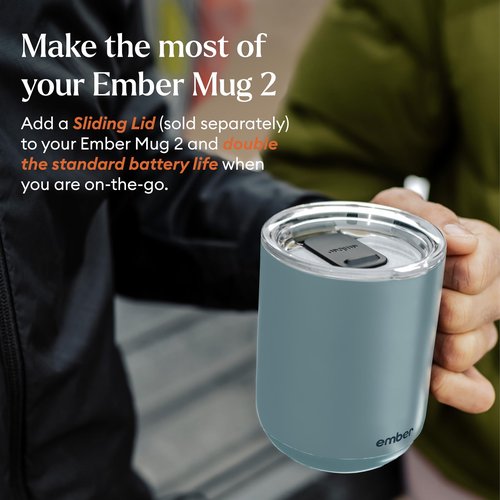 Ember Temperature Control 14oz Smart Mug 2, App-Controlled and Rechargeable Heated Coffee Cup Warmer with Intelligent LED Display, Powder Blue