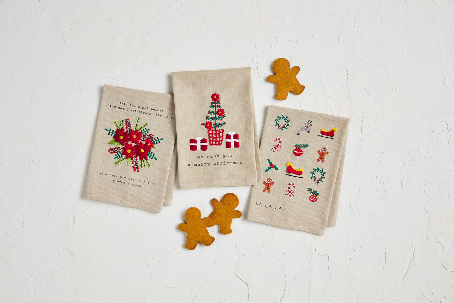 Mud Pie Embrioiderd Christmas Towel, Icons, 14" x 21"