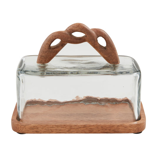 Mud Pie Braided Handle Butter Cloche; 3 1/2" x 6 1/2"