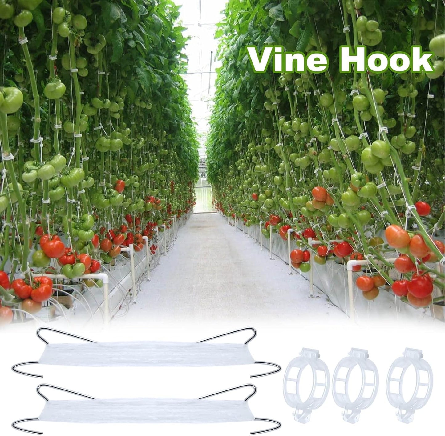 Skiennix 60Pcs Tomato Support Hooks - Durable Plant Clips with 33.3ft Twine for Secure Growth