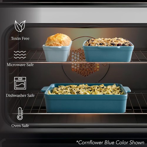 Best Choice Products 3-Piece Ceramic Bakeware Set | Stoneware Casserole Dishes - 9x12, Loaf Pan & 8x8 Baking Dish in Mushroom Beige