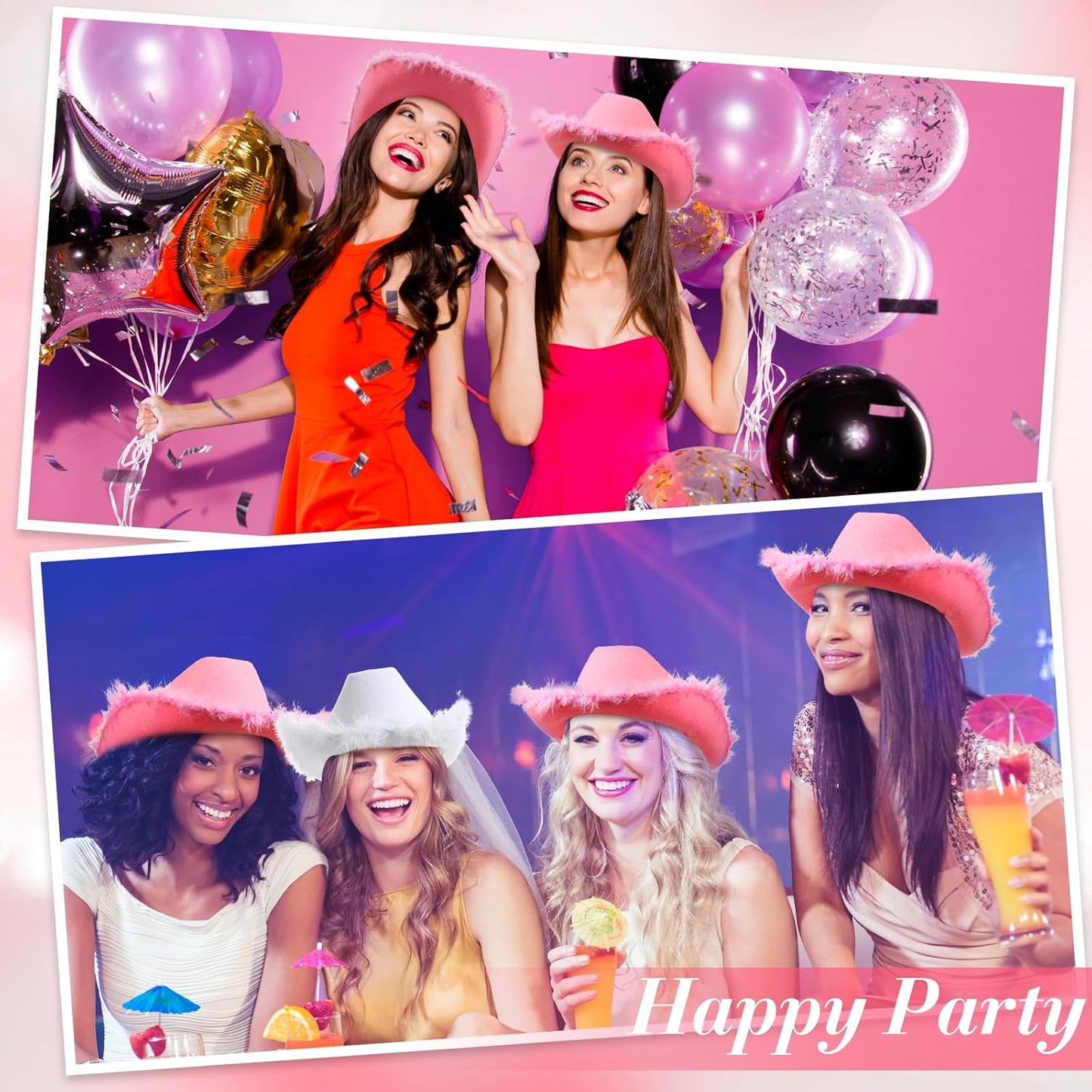 Unittype 12 Pcs Women Cowgirl Cowboy Hats Bachelorette Cowboy Hats for Bridal Shower Wedding Engagement Halloween Cosplay