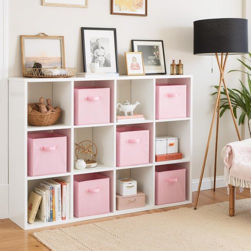 Cupic Cupid Storage Cubes - 11x11 Collapsible Bins with Handles | 6 Pack for Clothes & Toys, Pink