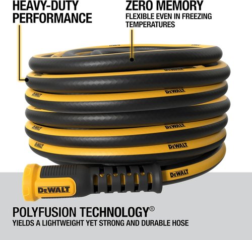DEWALT Heavy Duty Garden Hose - 100 Feet x 5/8 Inch | Professional Grade Durability