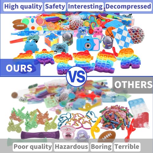 BILLFULL Fidget Toys Bulk - 1000 Pcs Kids Party Favors | Birthday Gifts & Goodie Bag Prizes