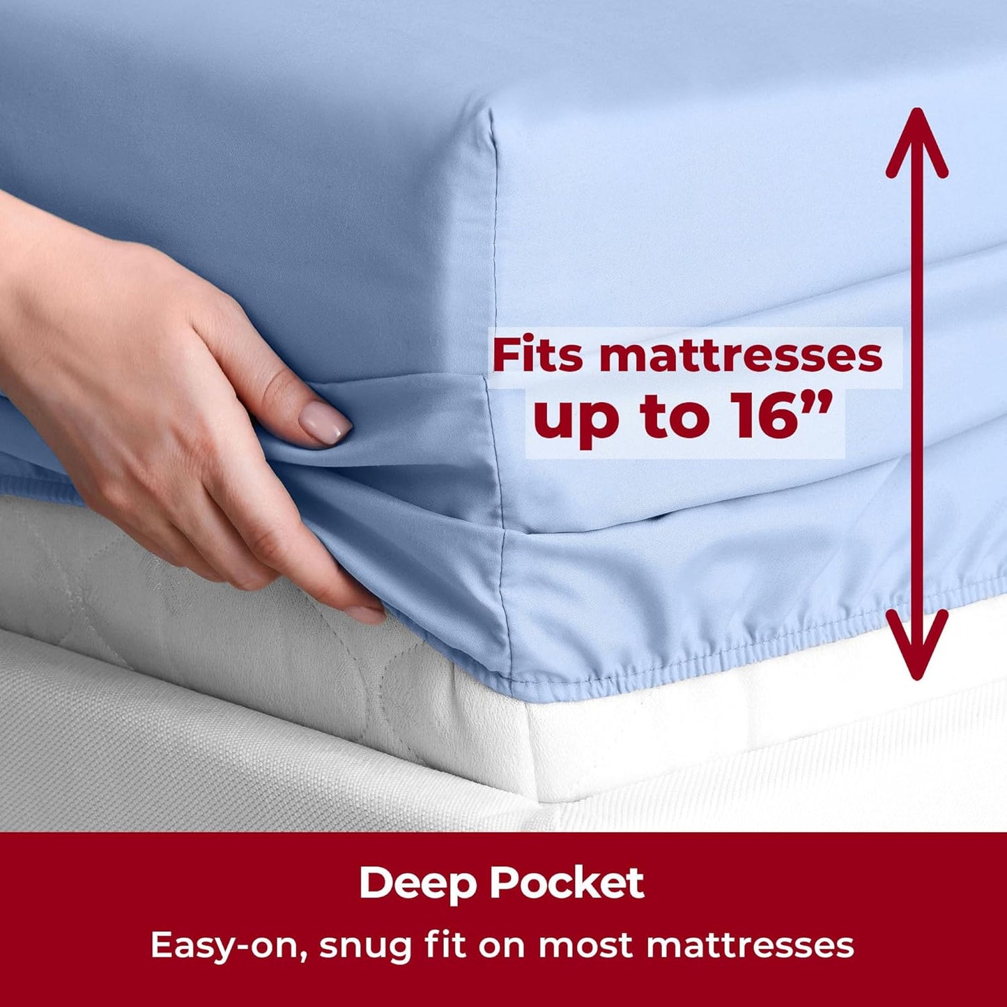 Mellanni Split King Sheets Set | 5-Piece Hotel Luxury Bedding - Extra Soft, Cooling, Wrinkle-Resistant (Sky Blue)