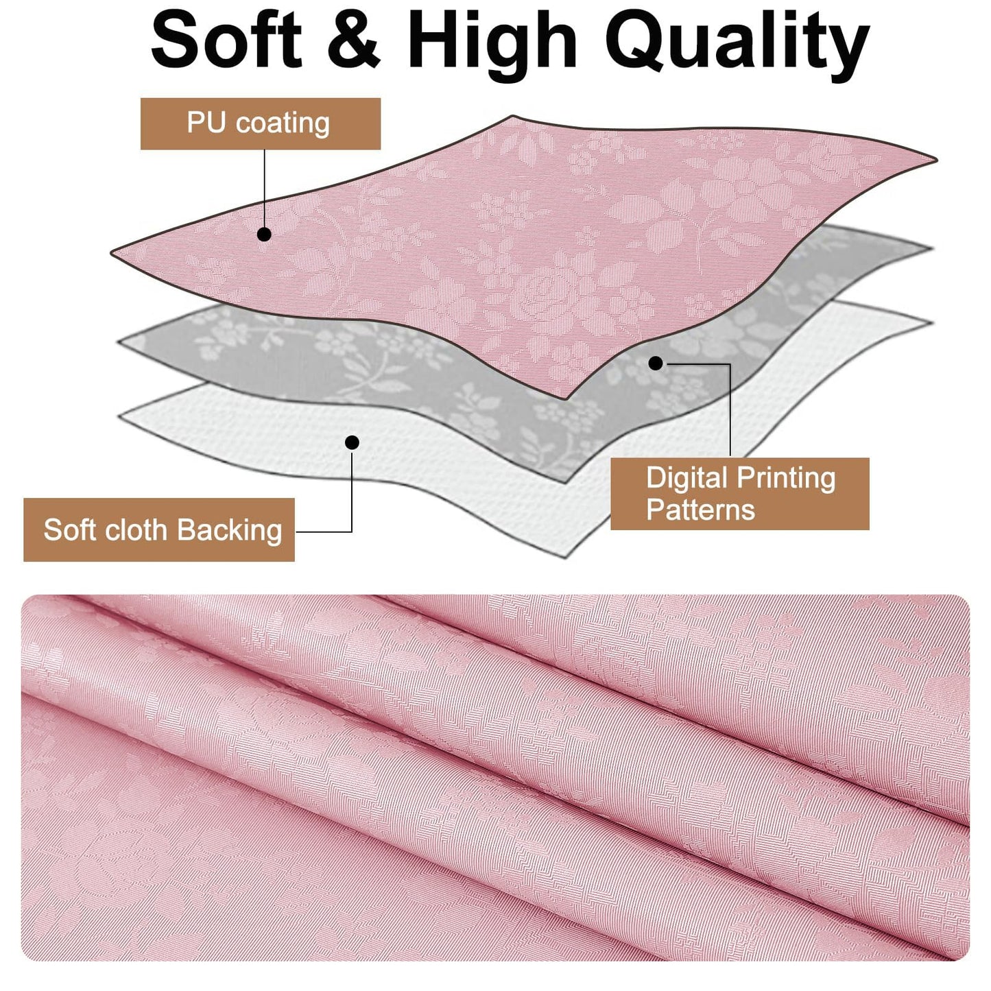 Smiry Rectangle Table Cloth, Waterproof Heavy Duty Vinyl Tablecloths, Wipeable Washable Table Cover for Kitchen and Dining Room (Dirty Pink, 60" X 84")