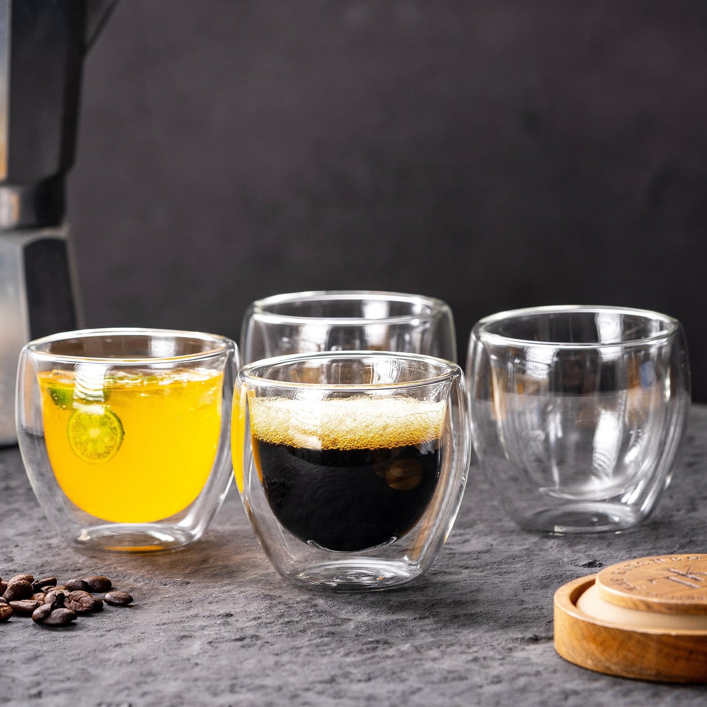 Espresso Cups Set of 2, 5 Oz(150 ml) Expresso Shots Glass Cup, Double Walled Glass Coffee Cups,Fit for Espresso Machine and Coffee Maker, Insulated Clear Espresso Shot Glasses Cups Gifts for Man Women