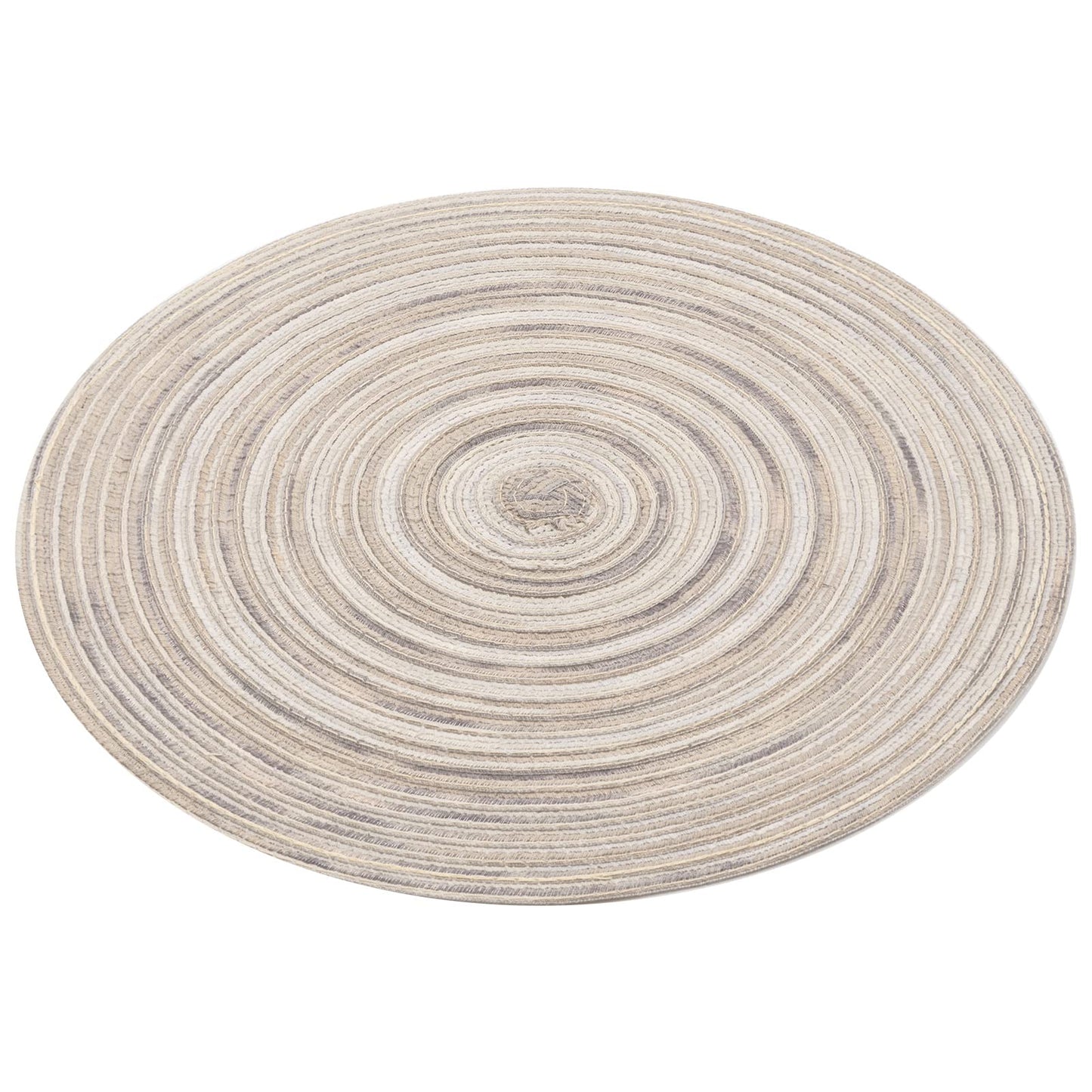 SHACOS Round Braided Placemats 15 inch Set of 4 Variegated Washable Kitchen Table Placemats for Home Wedding Party (Rainbow Gray, 4)