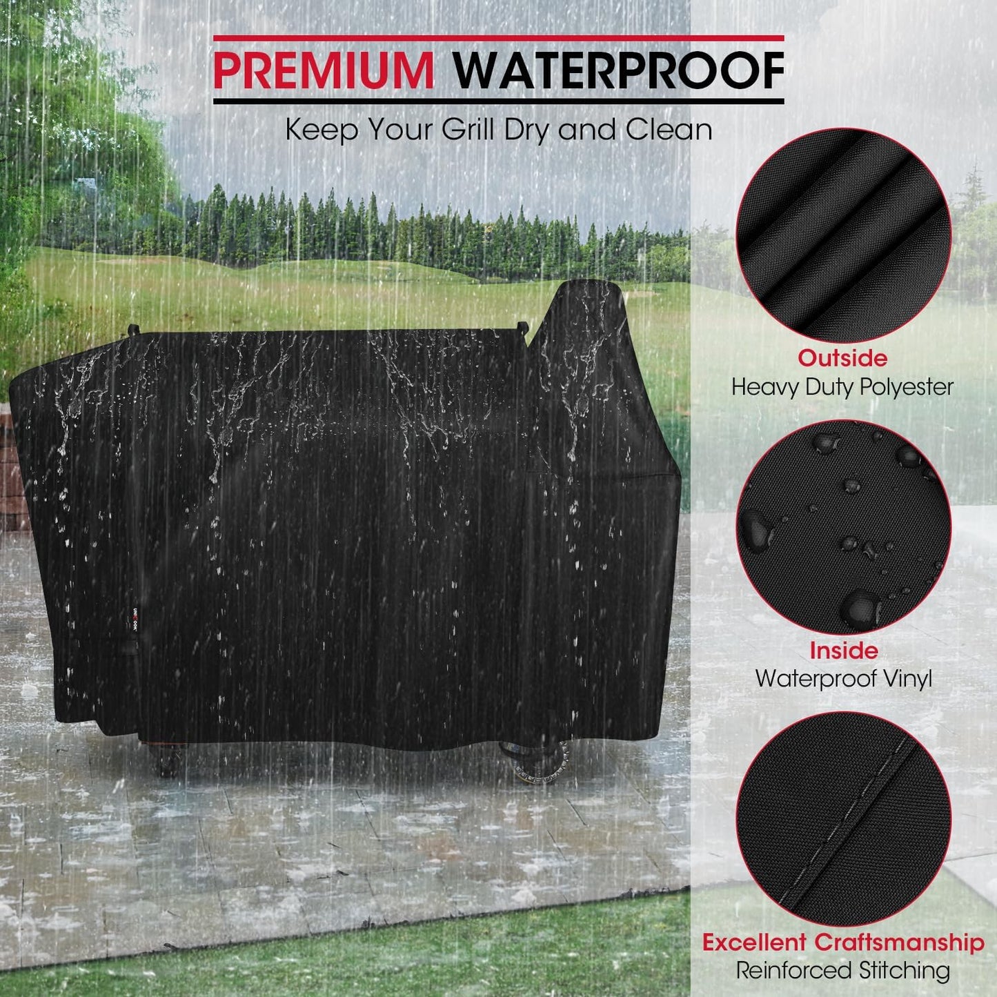 Unicook Pellet Grill Cover - Heavy Duty Waterproof Protection for Pit Boss Austin XL | Fits PB Rancher XL & 1000/1100 Pro Grills