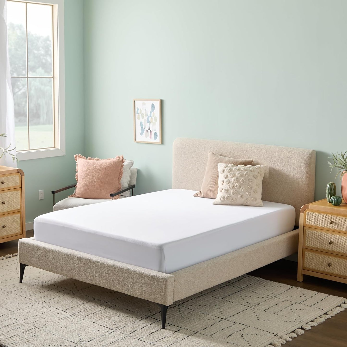Linenspa Waterproof Mattress Protector - Twin Size, Breathable & Machine Washable, White