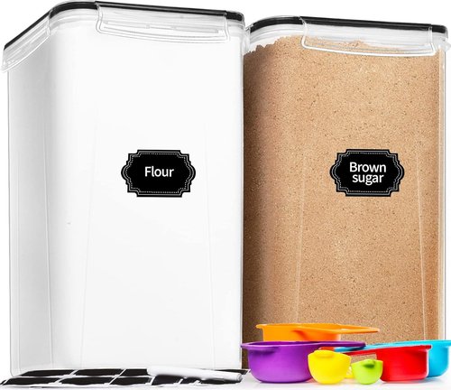 CEKEE Extra Large Food Storage Containers - Airtight Plastic Canisters (6.5L | 220 OZ | 2PCS) for Kitchen Pantry Organization