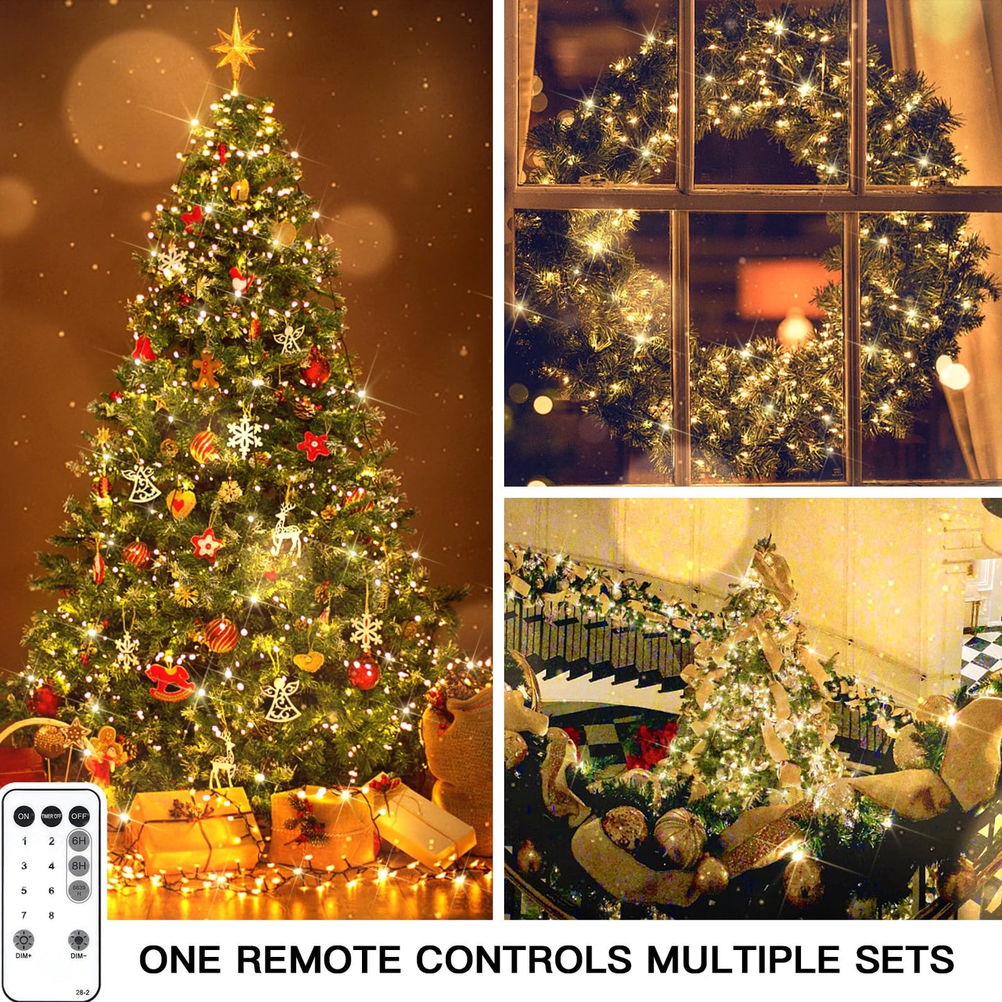 suddus Christmas Tree Lights Indoor, 100 LED 33ft Warm White Led Christmas Lights,String Lights Outdoor for House, Windows, Patio, Doors, Fireplace, Garden, Home, Decoration
