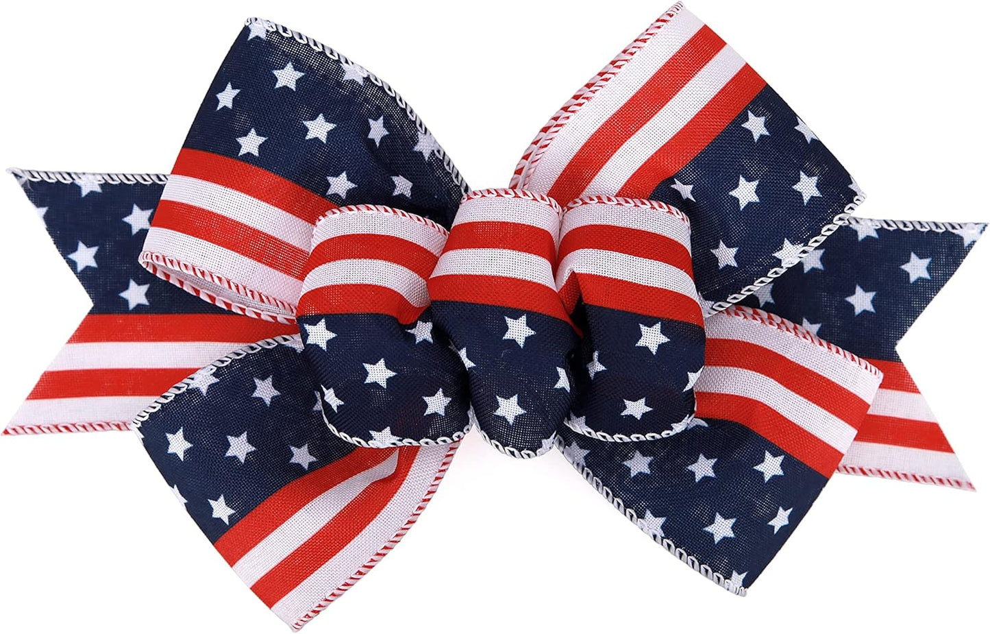 Meseey Christmas Burlap Bow Set - Handmade Decorative Wreath & Tree Ornaments (Large, Patriotic)