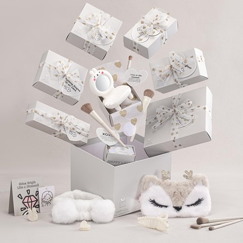 HAPPY LOLLI White LolliBox Gift Set for Tween & Teen Girls Ages 8–15, Birthday Gift Box, Ready-to-Gift Surprise Box with 8 Individually Wrapped Gifts & Empowering Challenges