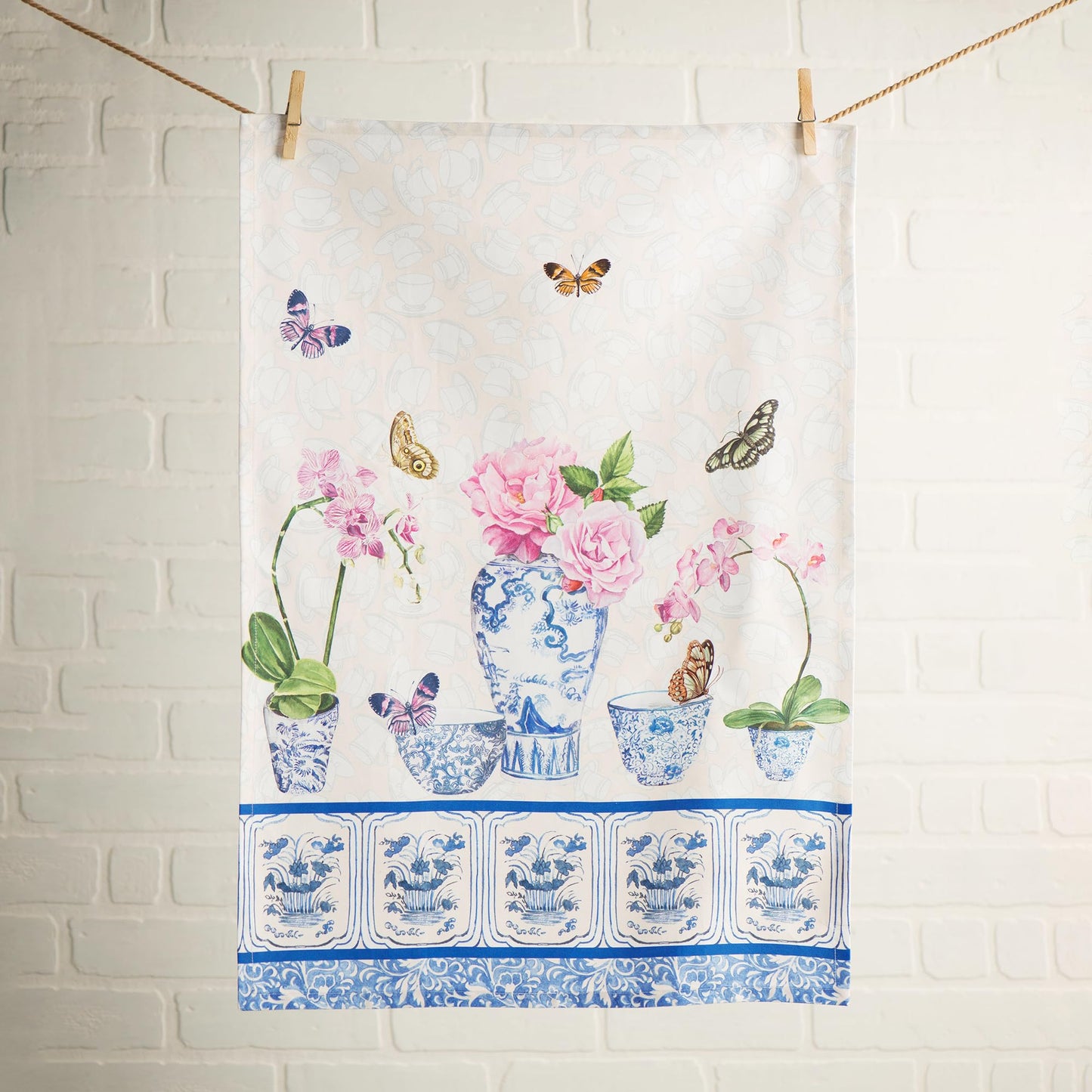 Maison d' Hermine Kitchen Towels Set of 3 100% Cotton 27.50" x 20" Reusable Cloth Tea Dish Towels Absorbent with Hanging Loop for Kitchen Gifts for Mothers Day Spring/Summer (Canton)