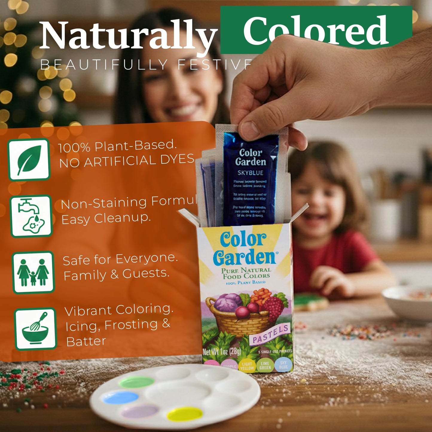 Color Garden Pure Natural Food Coloring, Pastels – 5 ct 1 oz | Plant-Based, Vegan, Non-Toxic Liquid Food Dye, Healthy Food Coloring