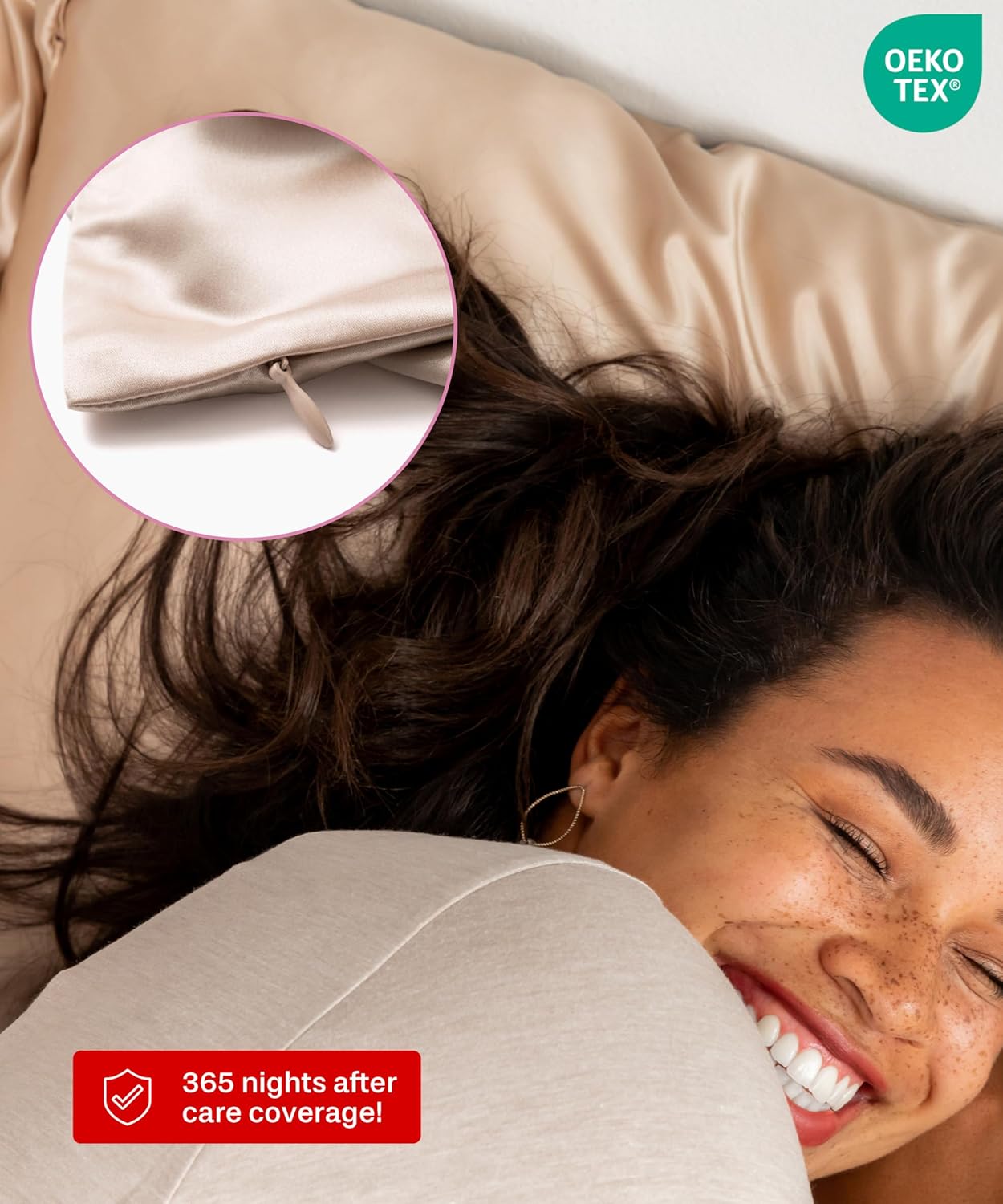 SUNDAYSILKS™ Silk Pillowcases 2 Pack - 22 Momme 100% Pure Mulberry Silk | Zippered Standard, Queen, King Size [Nude Champagne]