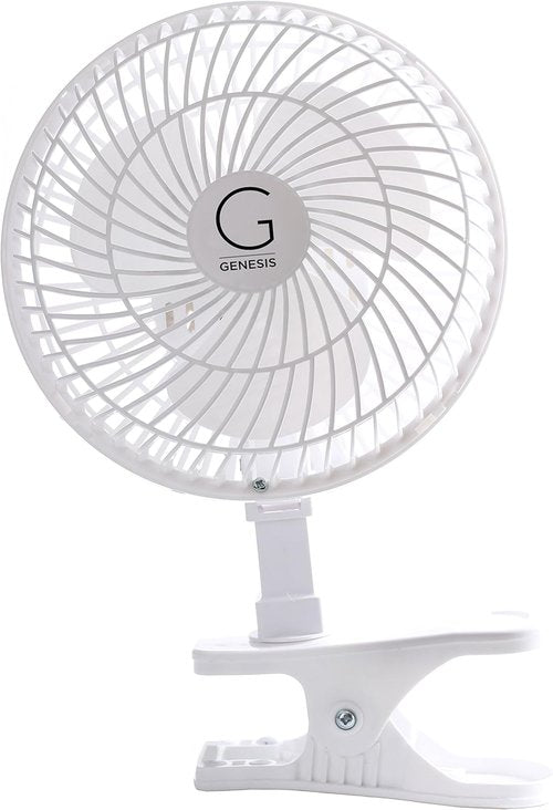 Genesis Clip Fan - 6-Inch Convertible Table-Top & Clip Design with Two Quiet Speeds - Off White
