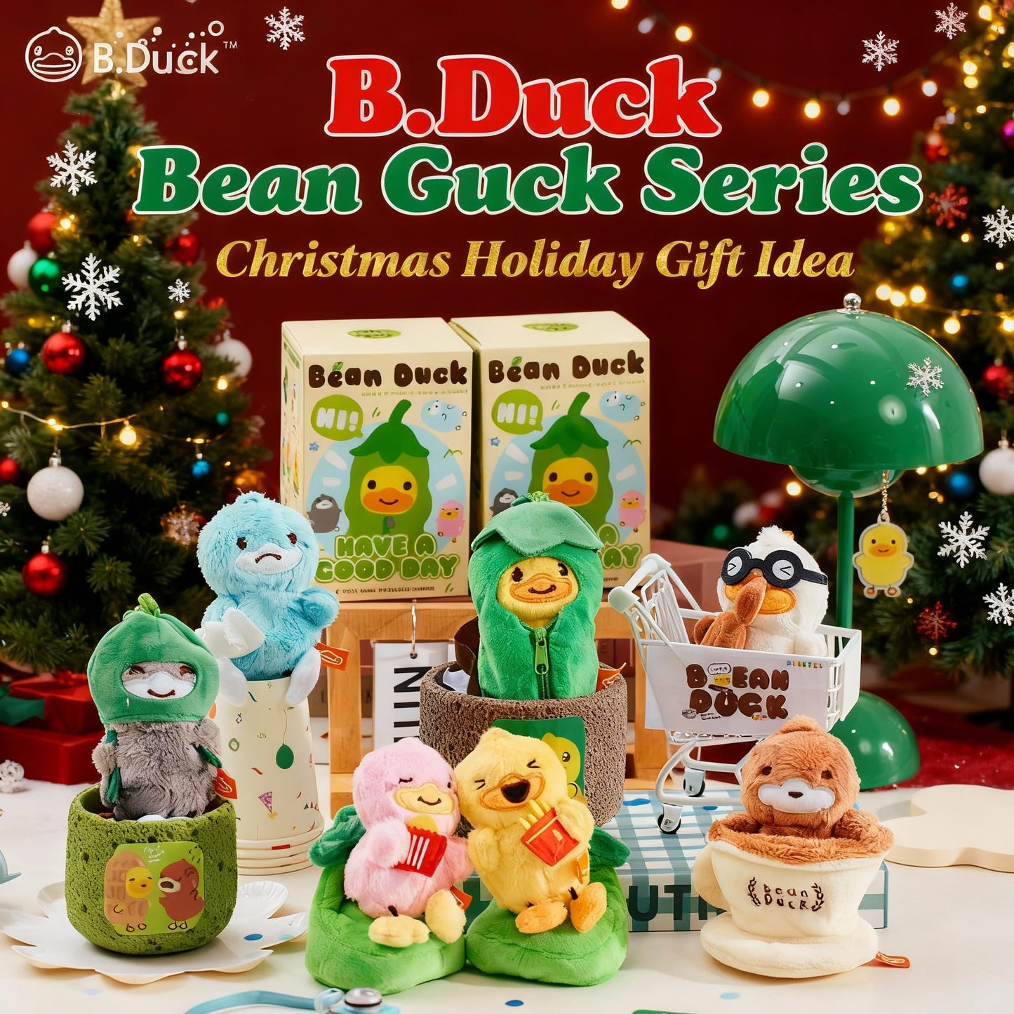 B.Duck Bean Duck: Improvement Desk Buddy Cute Plush Stuffed Animal for Office, School, Travel, Gift