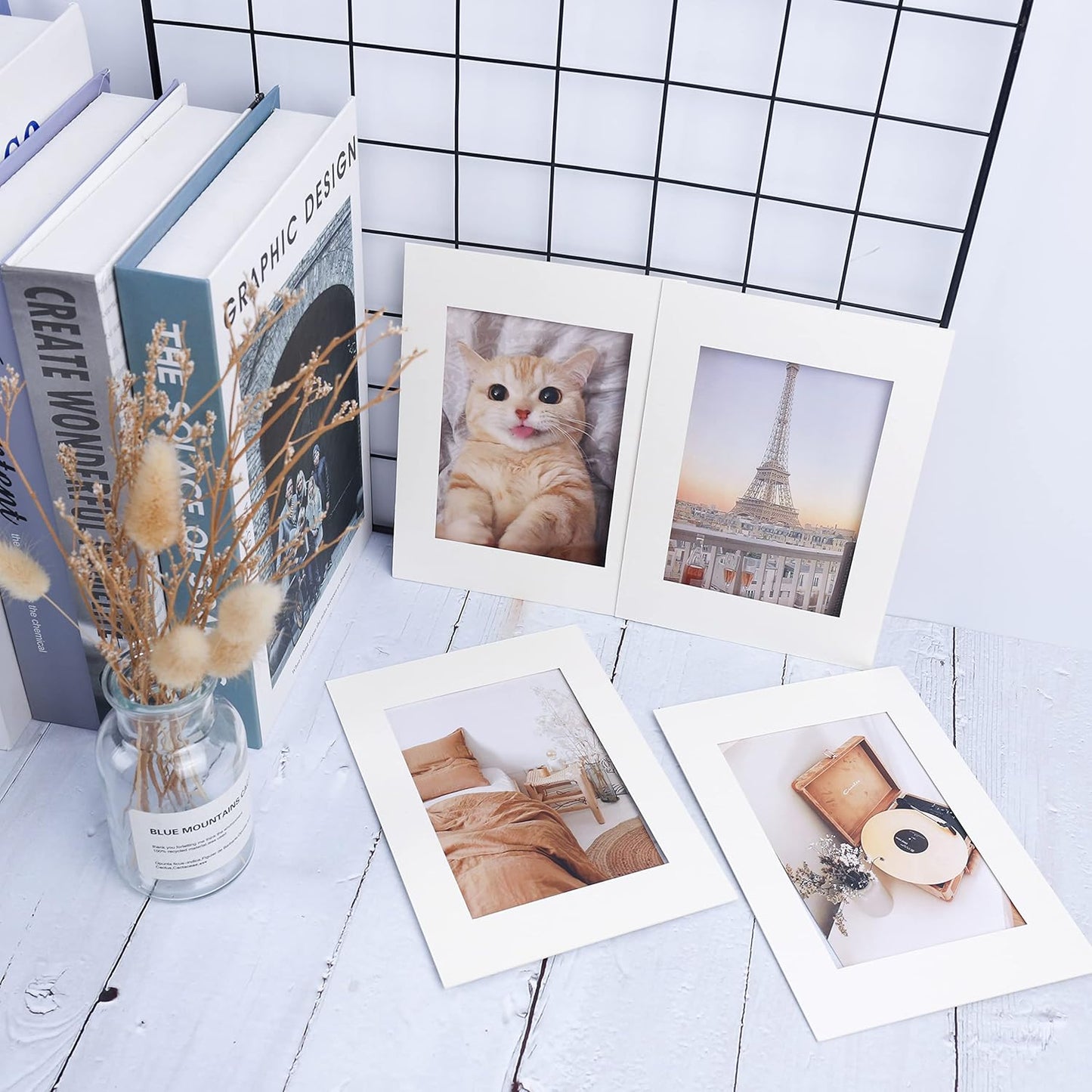 Prudiut 15-Pack 5x7 White Picture Mats - Bevel Cut Frame Mats for 4x6 Photos & Art Display