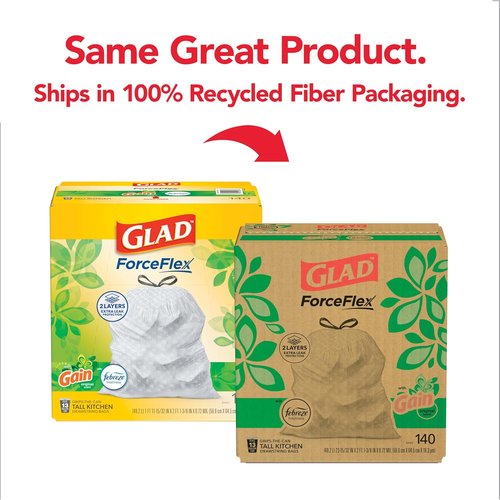 Glad ForceFlex Tall Kitchen Trash Bags - 13 Gallon, Gain Original Scent, 140 Count Pack