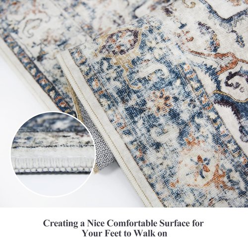 Hallway Washable Runner Rug - Vintage Soft Non-Slip 2x7 Entryway Carpet | Ideal for Kitchen, Bathroom & Living Room