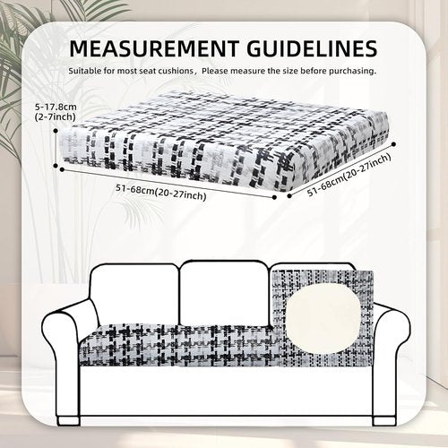 BIETYONE 8Pcs Stretch Patio Cushion Covers - Washable Outdoor Couch Slipcovers in Black Grid