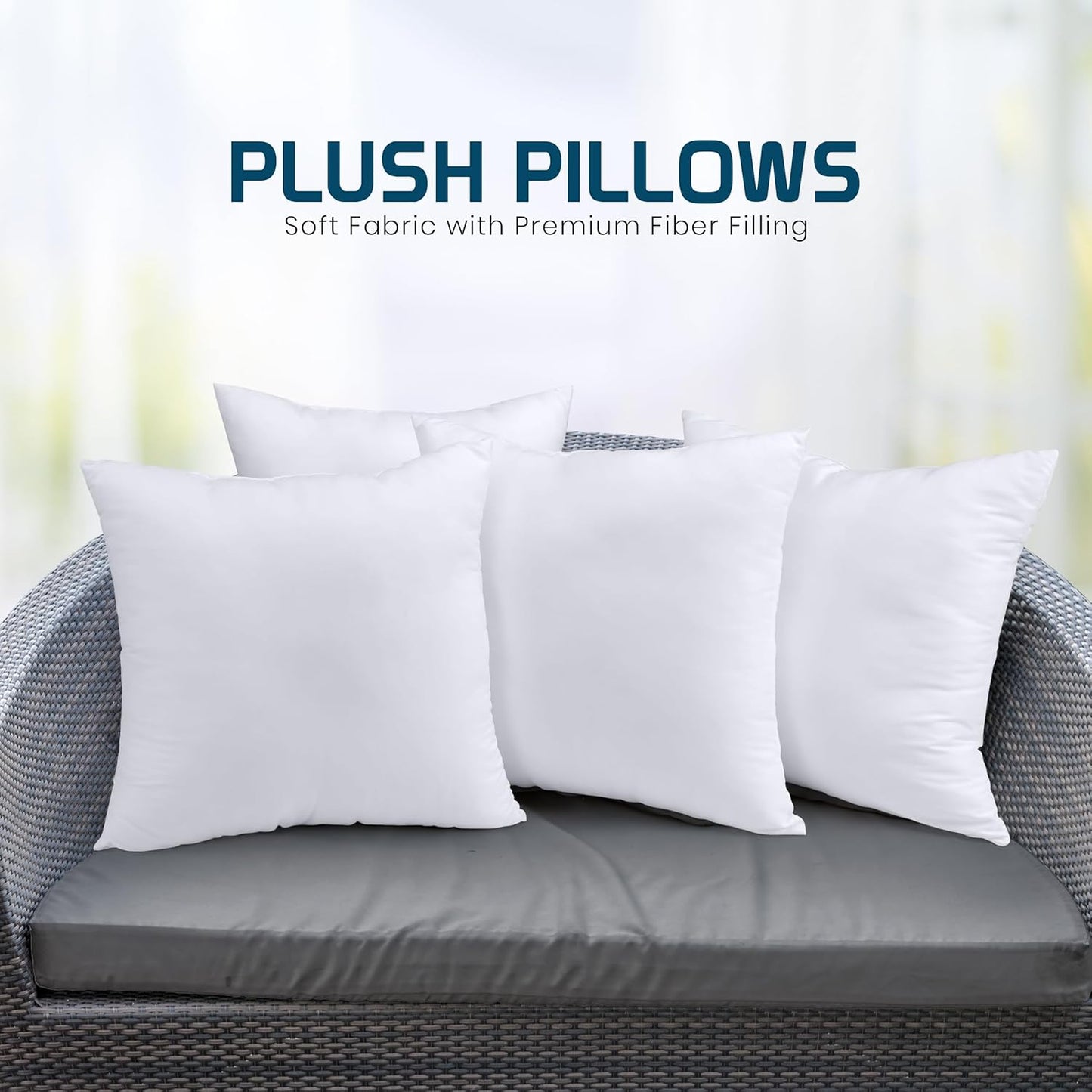 Utopia Bedding Throw Pillows - Decorative 20 x 20 Inch White Pillows for Sofa & Bed | Set of 4