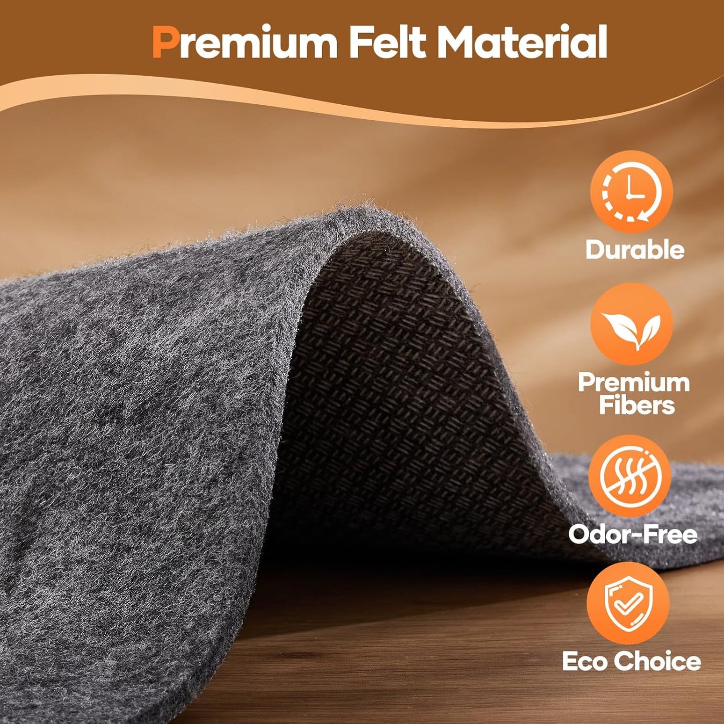 Veken Non-Slip Cushioned Rug Pad - 6 Ft Felt & Silicone Backing for Hardwood Floors | 1/8" Thick Anti-Skid Mat