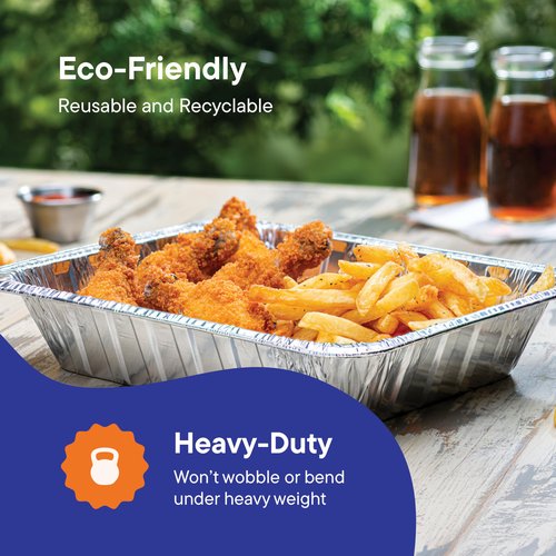 Aluminum Pans 9x13 Disposable Aluminum Foil Pans [10-Pack] Large Baking Pan Trays - Heavy Duty Tin Tray Half Size Chafing Dishes. Food Containers for Roasting, Cooking, Heating or Steam Table