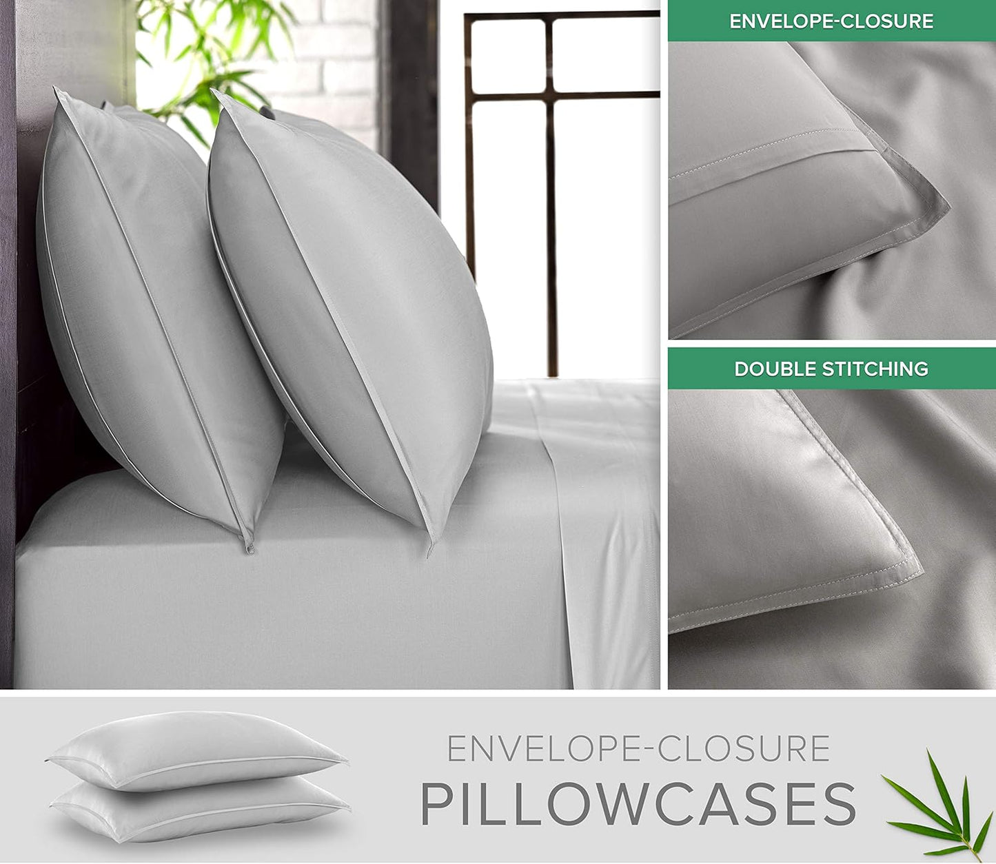Pure Bamboo Short Queen Sheets - 100% Organic Viscose, Soft & Cooling Bed Sheet Set | 60"x75", Silver Pearl