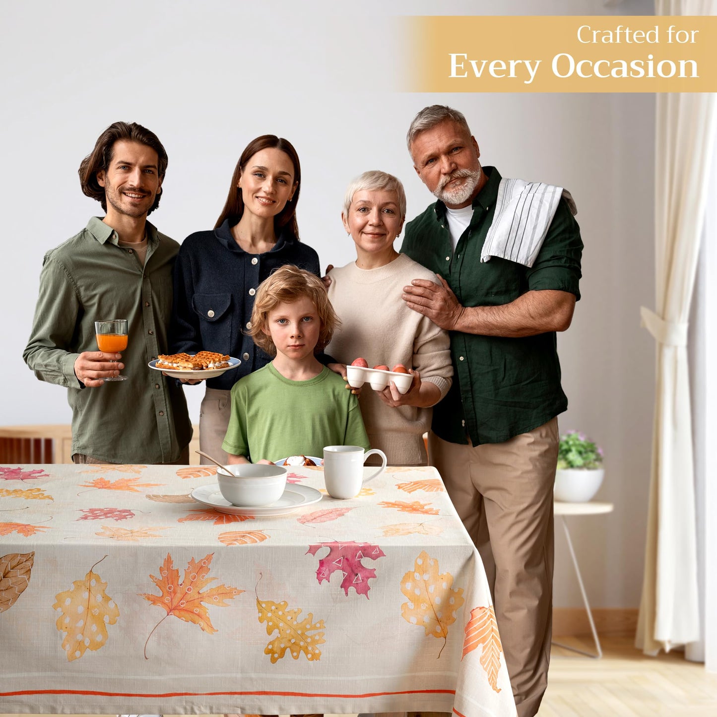 Maison d' Hermine Table Cloth Rectangle Table 100% Cotton 60 x 108 Inches Fall Tablecloth Reusable Everyday Use for Thanksgiving Christmas Decorations Dining Farmhouse Party (Colours of Autumn)