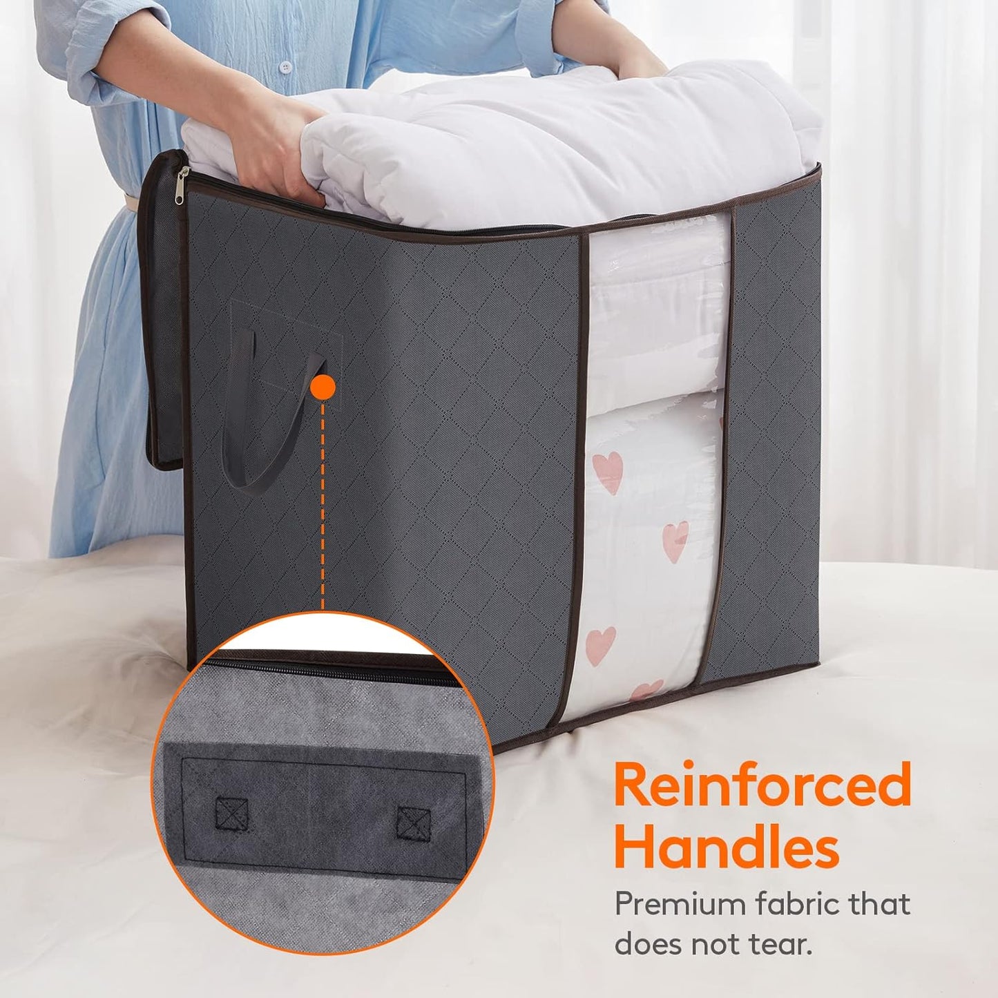 Lifewit 90L Extra Large Blanket Storage Bags - Foldable Comforter & Bedding Containers | 5 Pack with Reinforced Handles